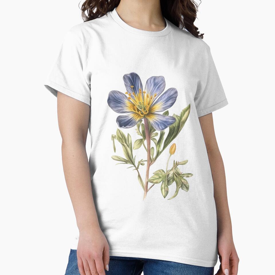 Beautiful Blue Flower Botanical Sketch, High Resolution Print on Demand Illustration for Various Products, Perfect for Wall Art, Clothing, and More by stateofhuman