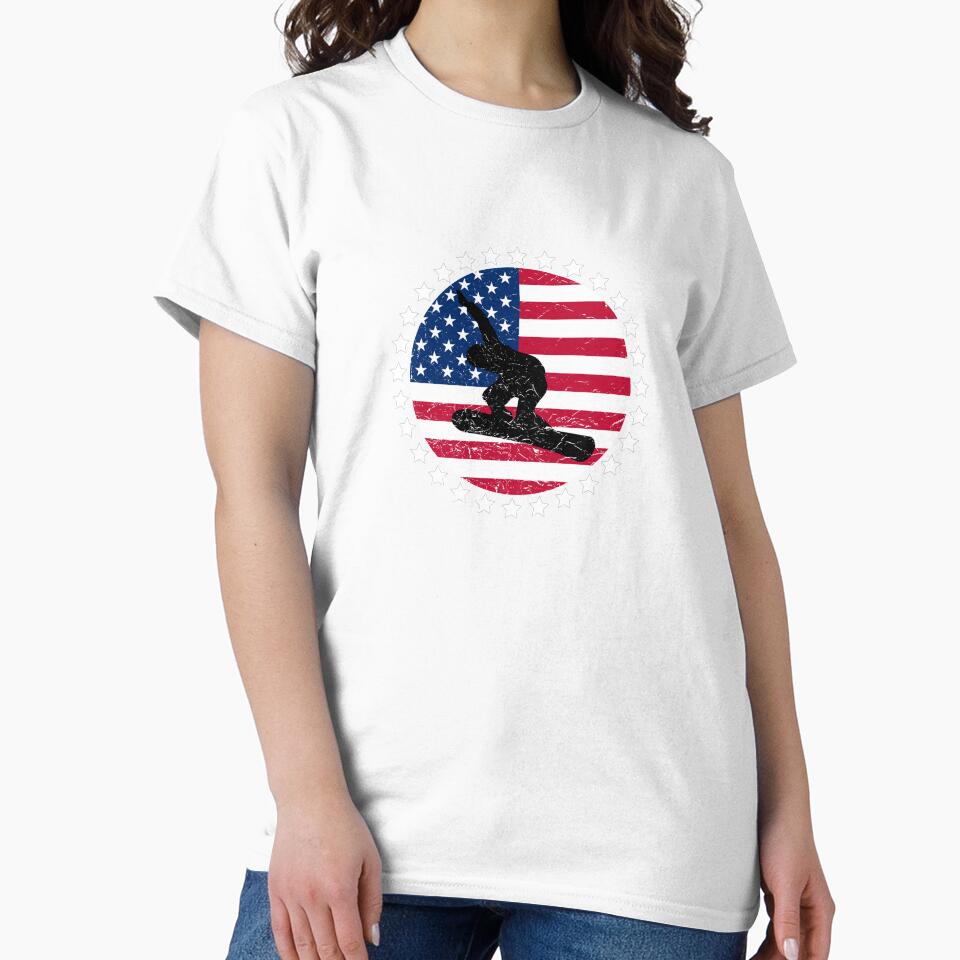 Patriotic Snowboarding Gifts – Snowboarder T Shirts and Accessories by SolarFlair Designs