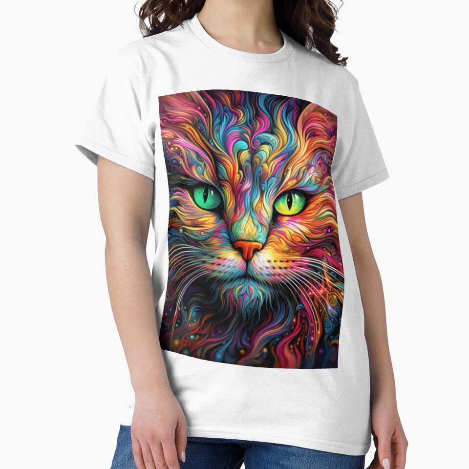 Cat Head Colorful Illustration Art by radhakidesign