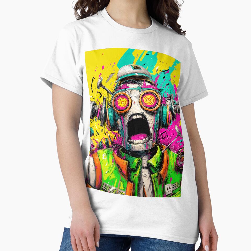 Psychedelic Screaming Robot Head Explosion Pop Art Design by Art of Ngu