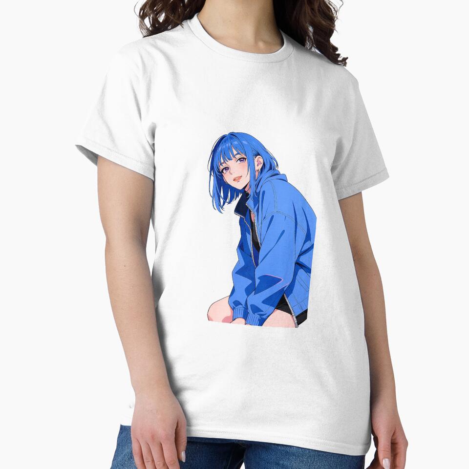 Blue Hoodie Girl Urban Street Style by Ministickertime