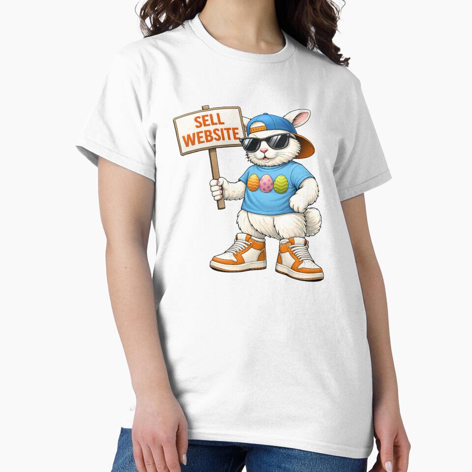 Sell Website Bunny Streetwear T-Shirt – Funny Easter Rabbit Graphic Tee Hip Hop Urban Design by piotr_chojnacki_art