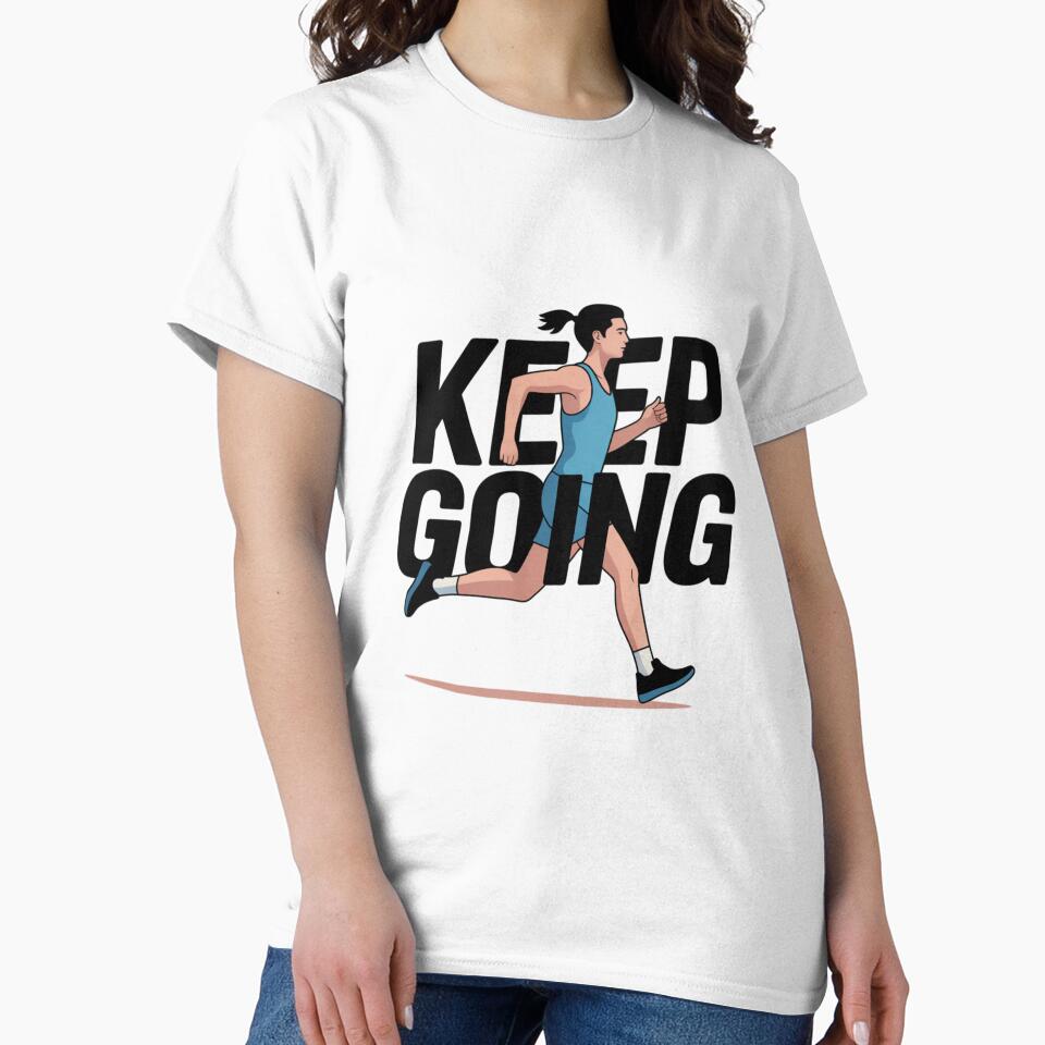 Minimalist Runner "Keep Going" Line Art Tee t-shirt by Ashley critters