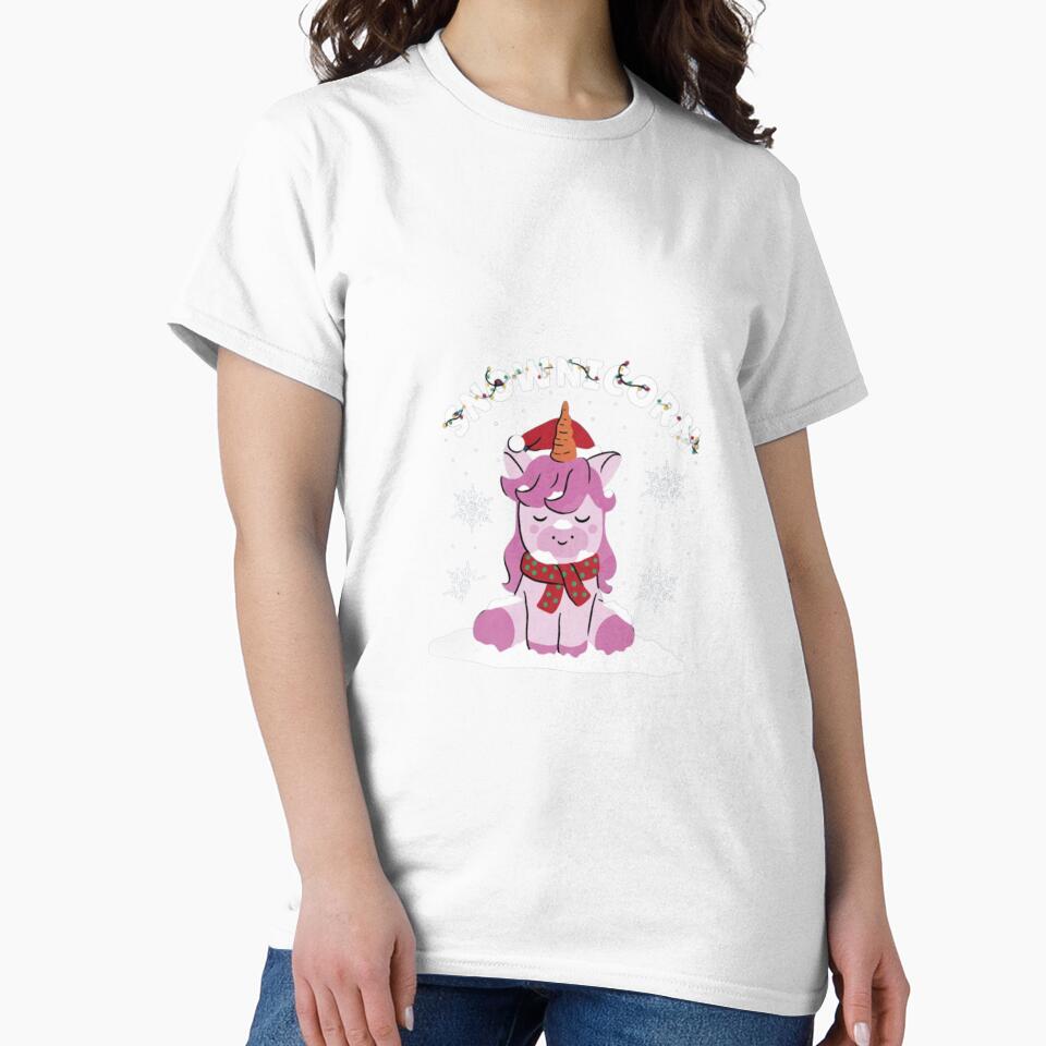 Snow unicorn , Snownicorn Christmas unicorn t-shirt design by Velvet auroras