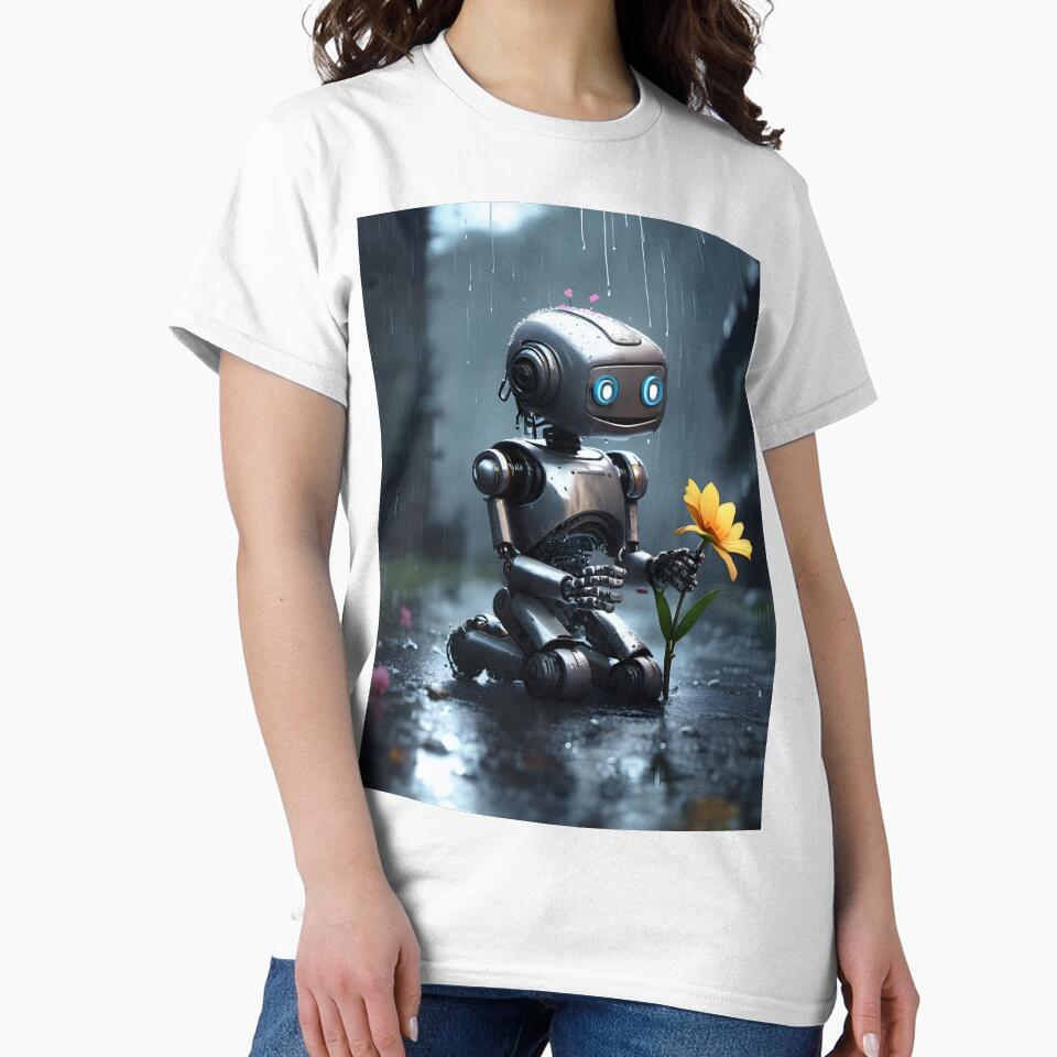 Serenity in Rain: Robot’s Floral Bliss by RevGens