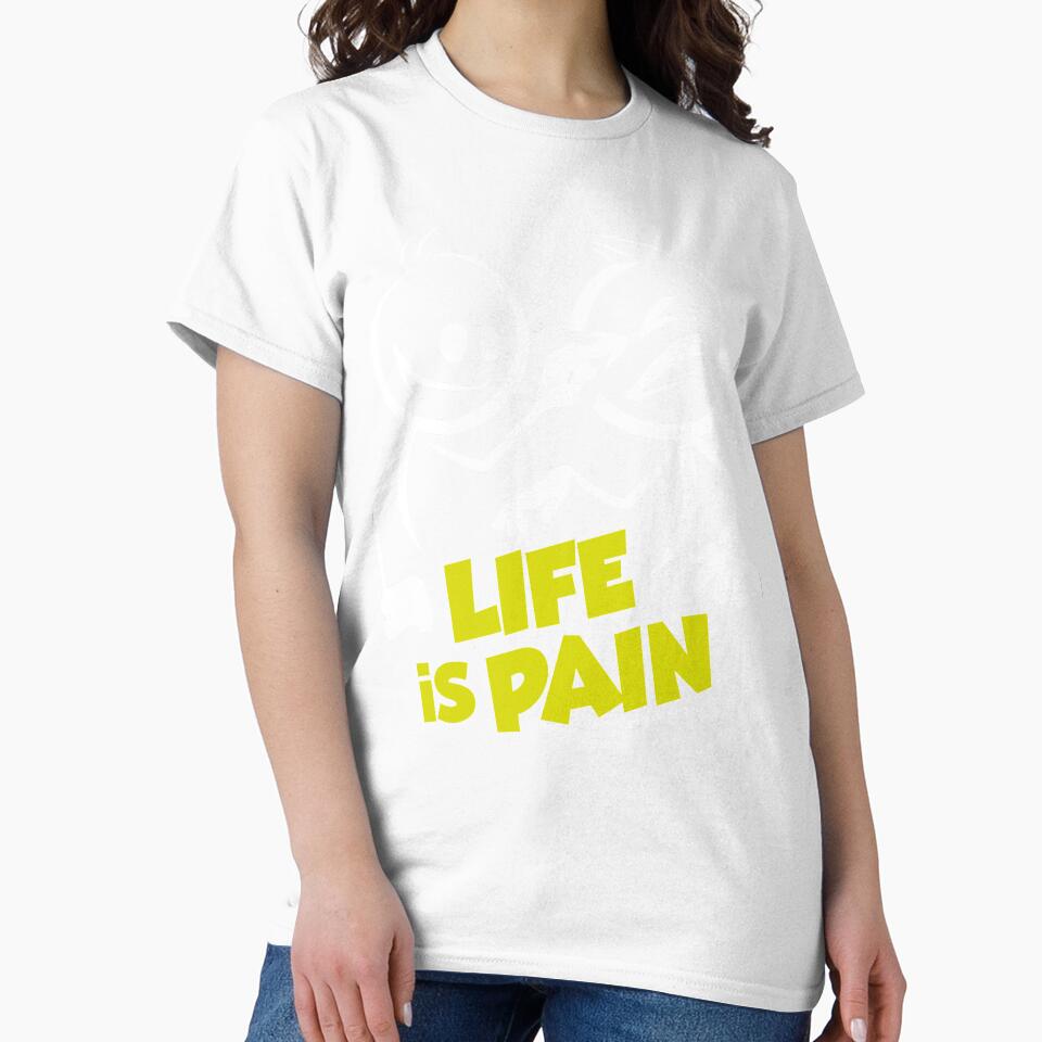 Stick Figure Life is Pain Print T-Shirt by paragram