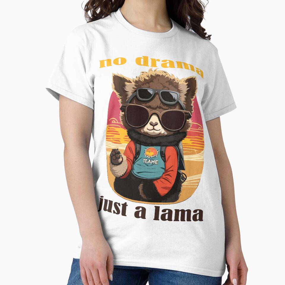 llama drama t-shirt design gift idea for children birthday party summer shirt by X-ecute