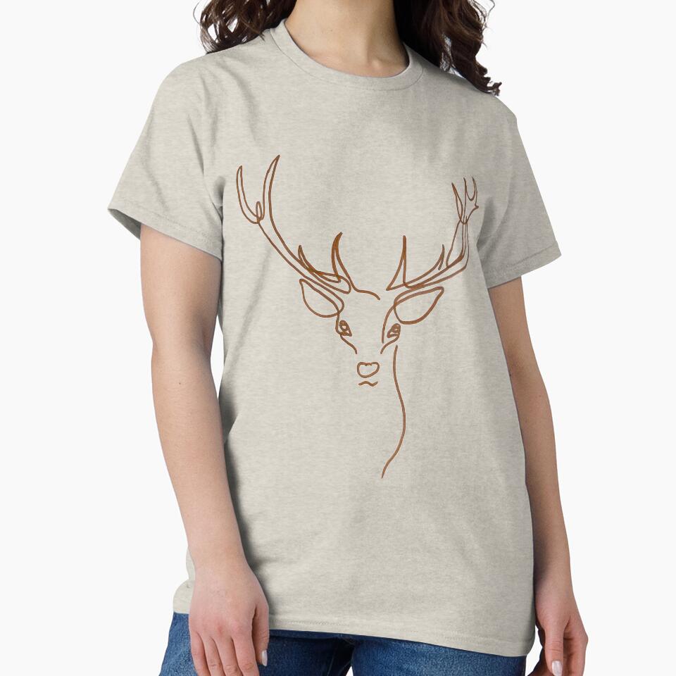 Elegant stag – One-line art in brown on white | Minimalist animal drawing & wall art by Art by M.H.