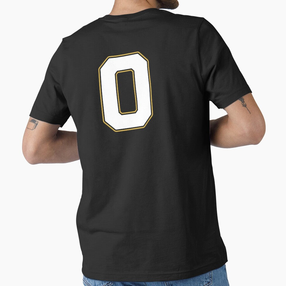 Jersey Number 0 / Player Shirt Number Zero (White with Gold Outline) by STUDIO-72