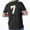 Jersey Number 7 / Player Shirt Number Seven (White with Gold Outline) by STUDIO-72