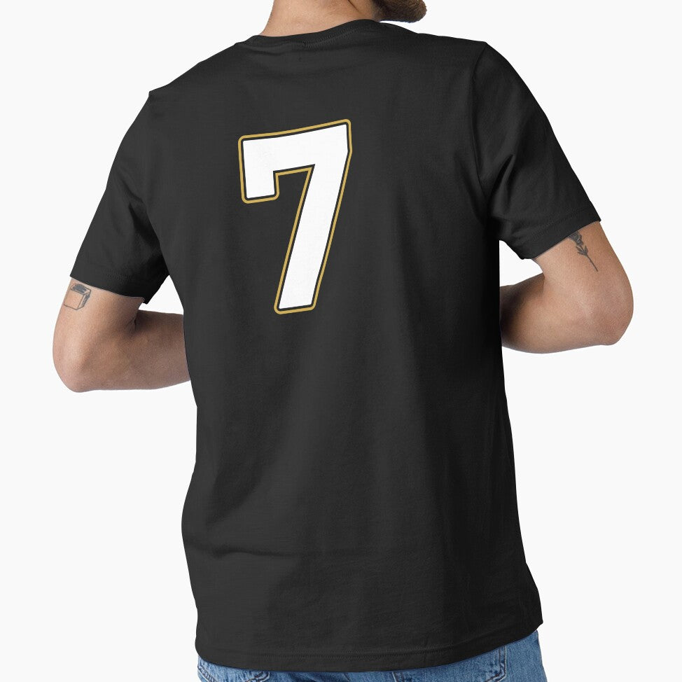 Jersey Number 7 / Player Shirt Number Seven (White with Gold Outline) by STUDIO-72