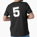 Jersey Number 5 / Player Shirt Number Five (White with White Outline) by STUDIO-72
