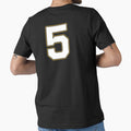Jersey Number 5 / Player Shirt Number Five (White with Gold Outline) by STUDIO-72