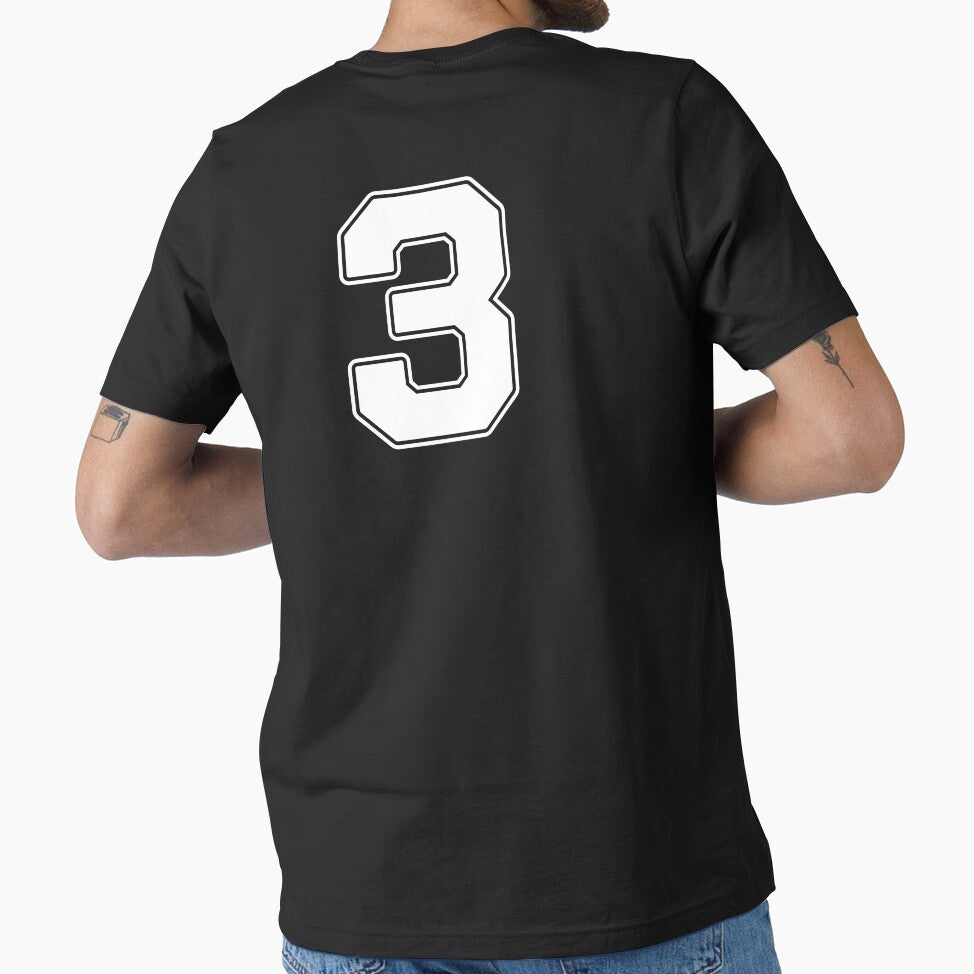 Jersey Number 3 / Player Shirt Number Three (White with White Outline) by STUDIO-72
