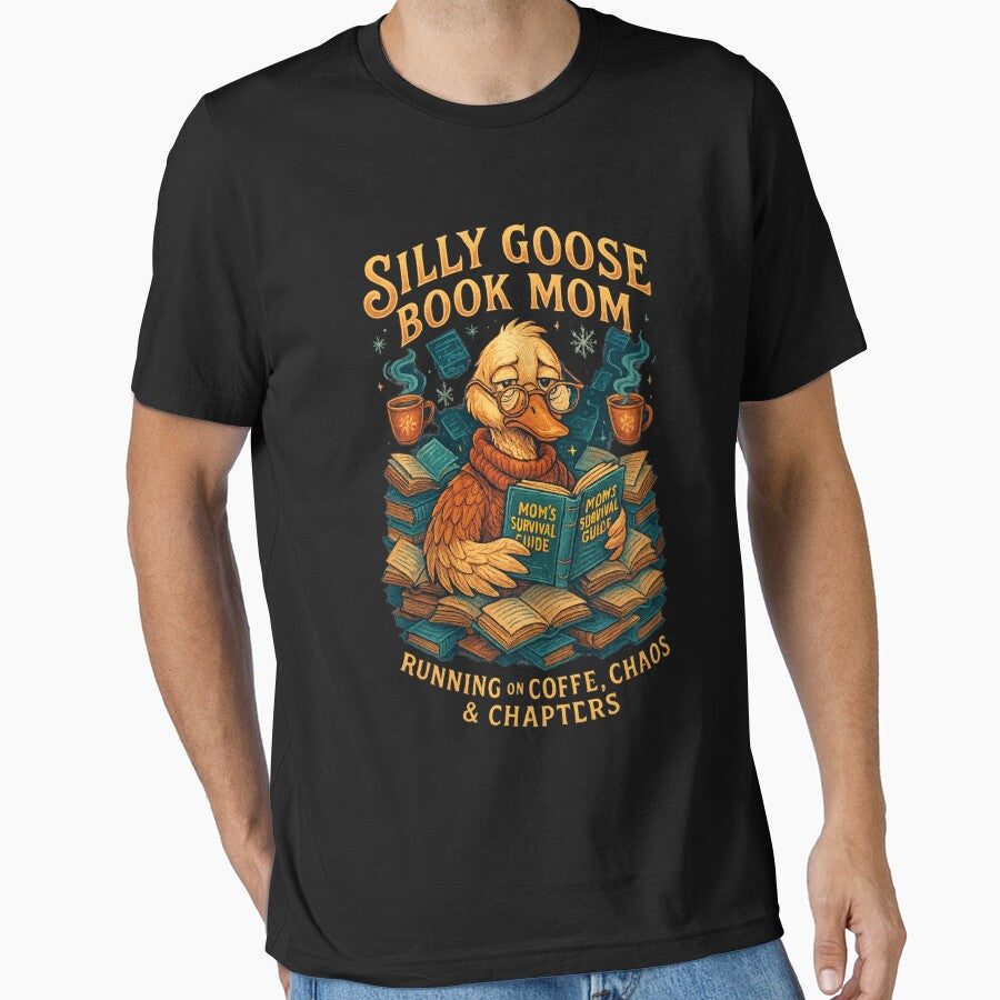 Silly Goose Book Mom Tee – Chaos & Chapters Edition Sticker by GeniePixel