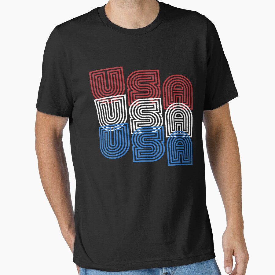 USA Retro Distressed Seventies Logo Red White Blue by SayAhh