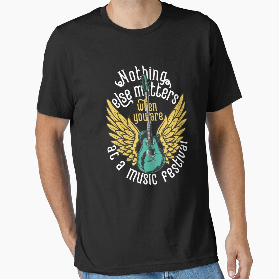 Nothing Else Matters - Music Festival Winged Guitar Tee, Ultimate Festival Wear by GeekStop