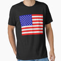 American Flag on Burlap Linen Rustic Jute by enhan