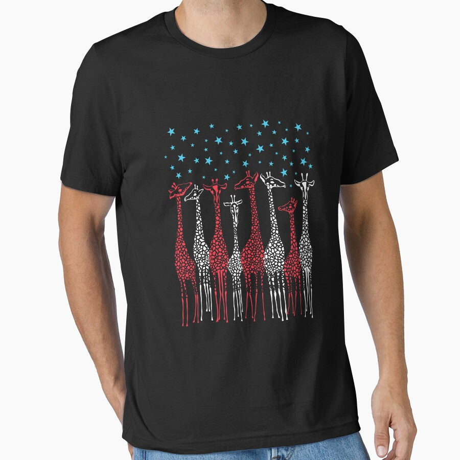 Red White and Blue Giraffe Patriotic 4th of July by jaygo
