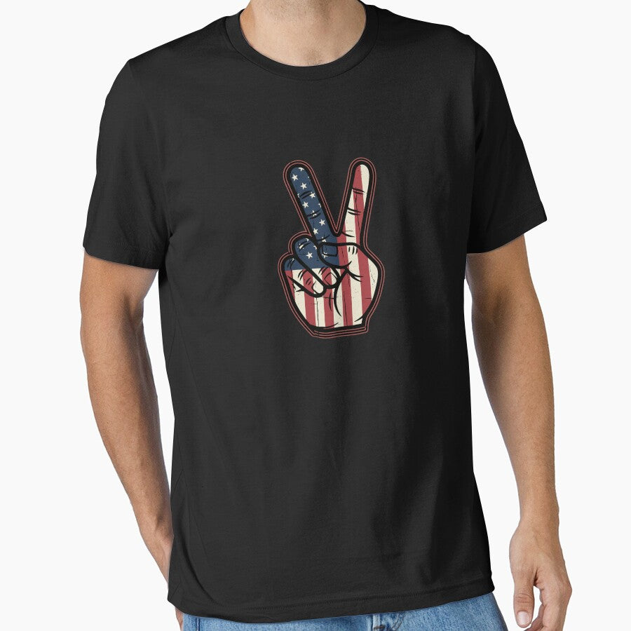Retro Peace Vintage 60s 70s Hippie USA Flag by PopStars1993
