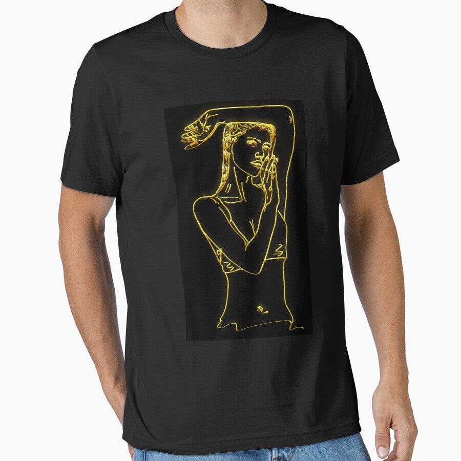 lady line art golden illustration by KARTICK DUTTA