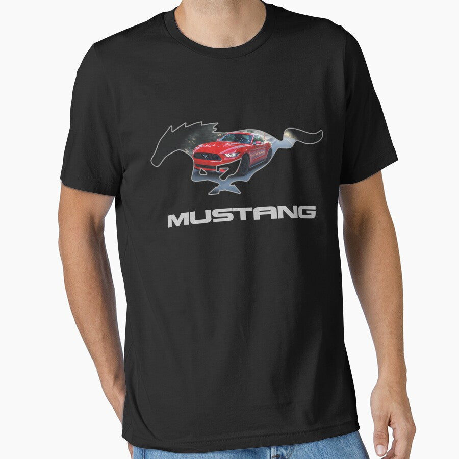 For.d Mus.tang Logo Design (Red On Black) by NovaDraftStudio