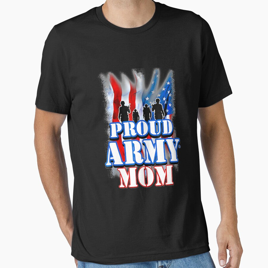 Proud Army Mom  Patriotic USA Flag Mothers Day Women by moltnegligible