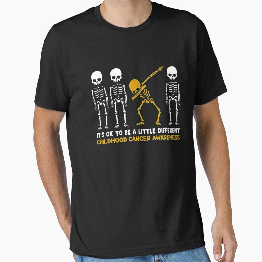 Childhood Cancer Awareness It's Ok To Be A Little Different  Dancing Skeletons Happy Halloween Day by alliancepowerfu