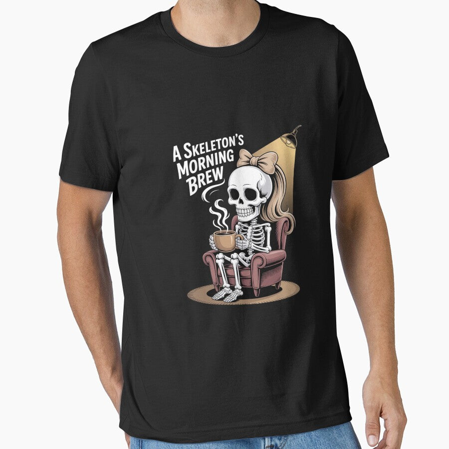 Halloween Skeleton Costume Women Messy Bun Drinking Coffee by CombatTask