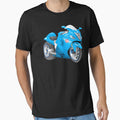 Blue Hayabusa Style Fat Tire Street Bike Motorcycle by Pro29Graphics