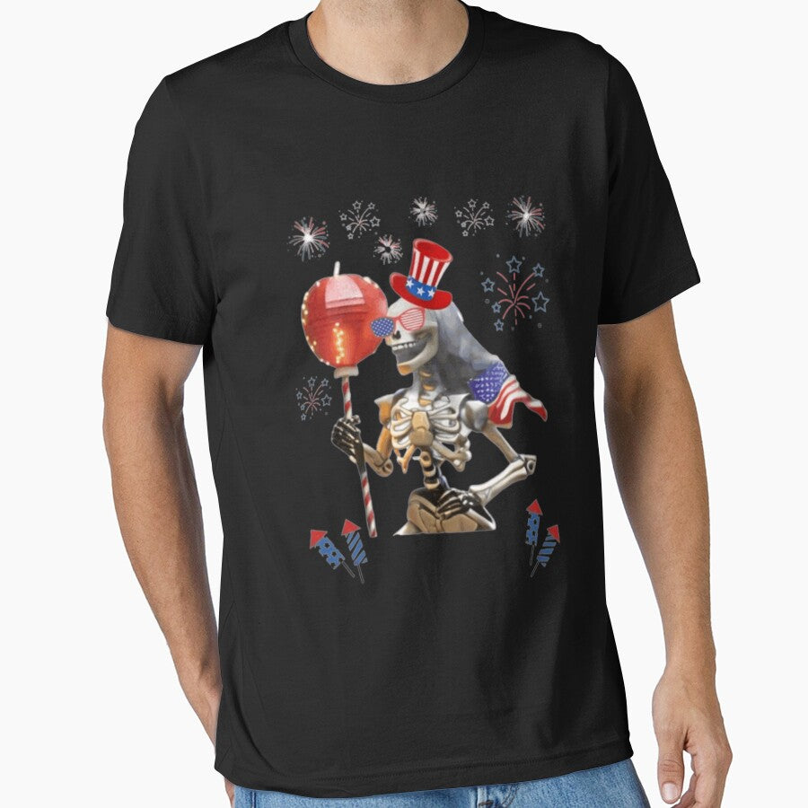 the skeleton celebrates the 4th of july American Flag by LoloZta