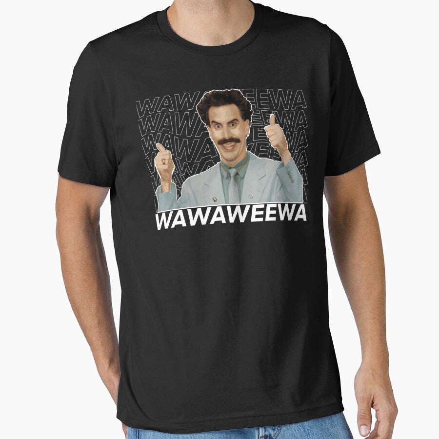 Borat - Wawaweewa - Black - Sticker tee Classic T-Shirt by AngelinaGiebel