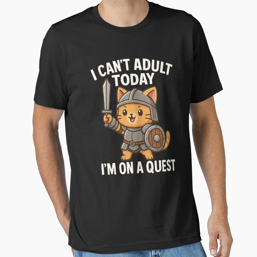 "I Can't Adult Today, I'm On a Quest" Funny Cat Gamer – Perfect Gift for Boyfriend or Dad by ContTraders