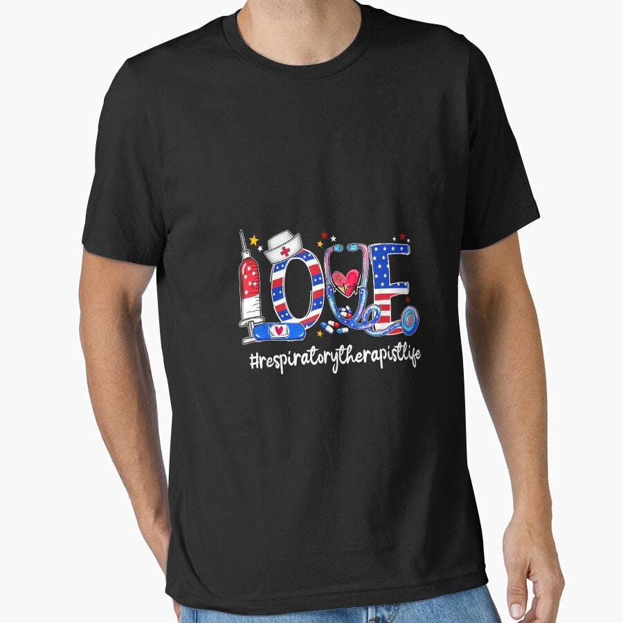 LOVE Respiratory Therapist Patriotic 4th Of July by Corelli87