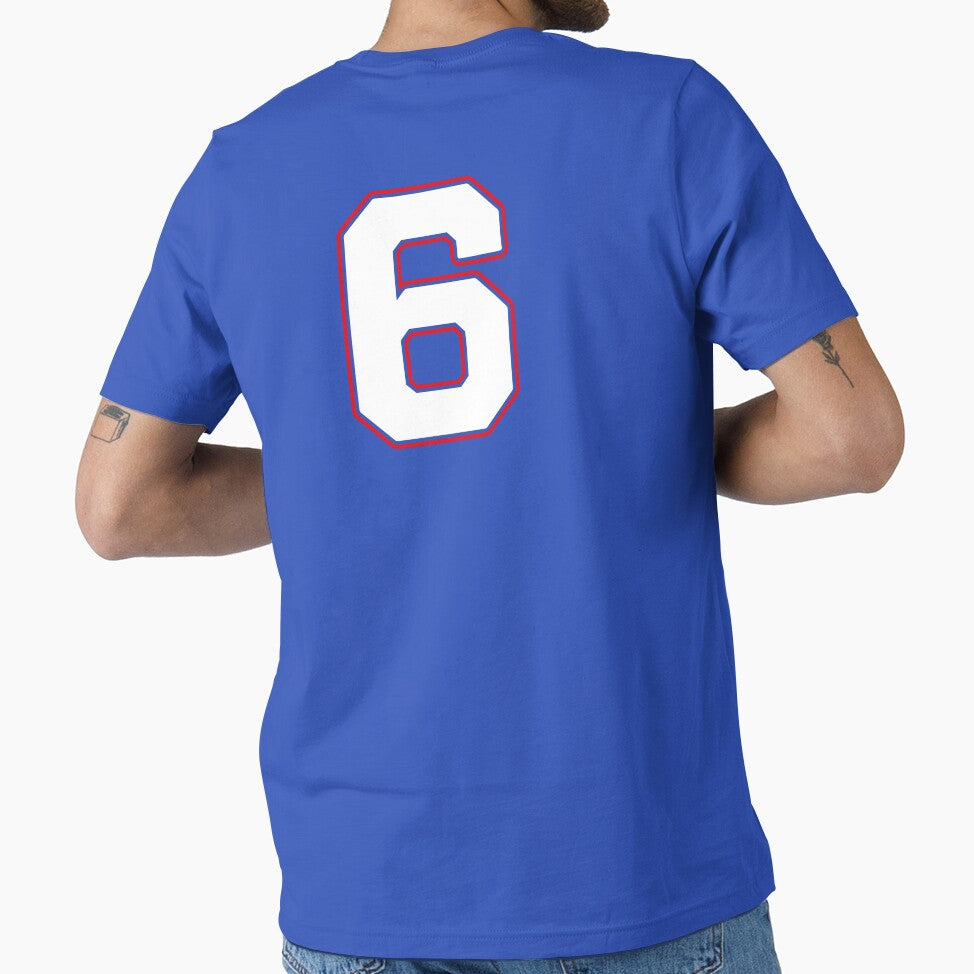 Jersey Number 6 / Player Shirt Number Six (White with Red Outline) by STUDIO-72