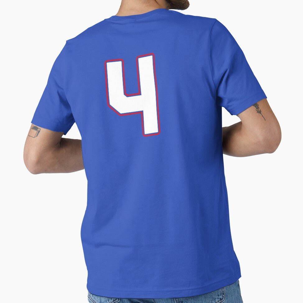 Jersey Number 4 / Player Shirt Number Four (White with Red Outline) by STUDIO-72