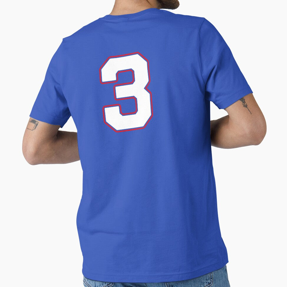 Jersey Number 3 / Player Shirt Number Three (White with Red Outline) by STUDIO-72