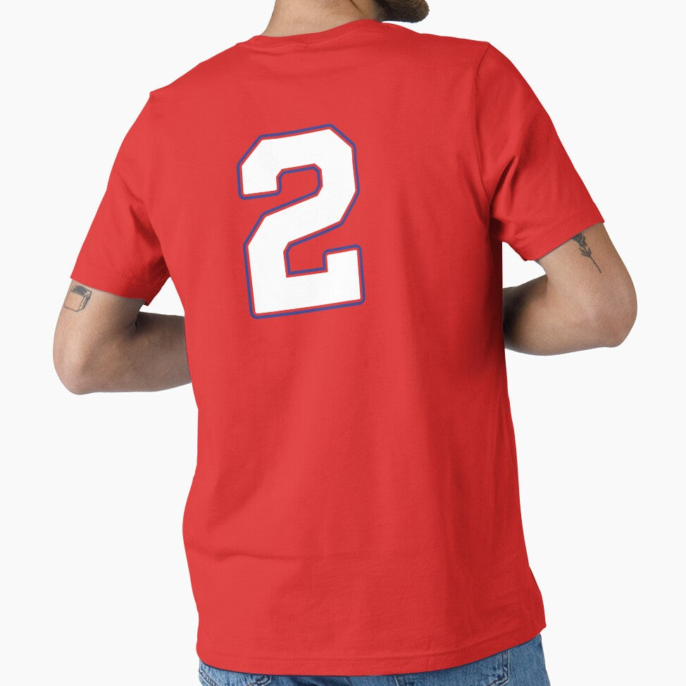 Jersey Number 2 / Player Shirt Number Two (White with Blue Outline) by STUDIO-72