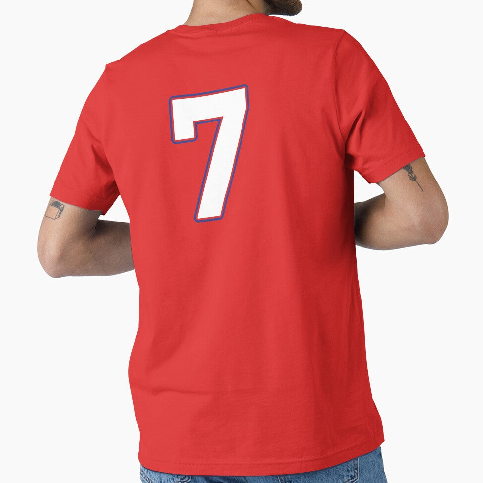 Jersey Number 7 / Player Shirt Number Seven (White with Blue Outline) by STUDIO-72