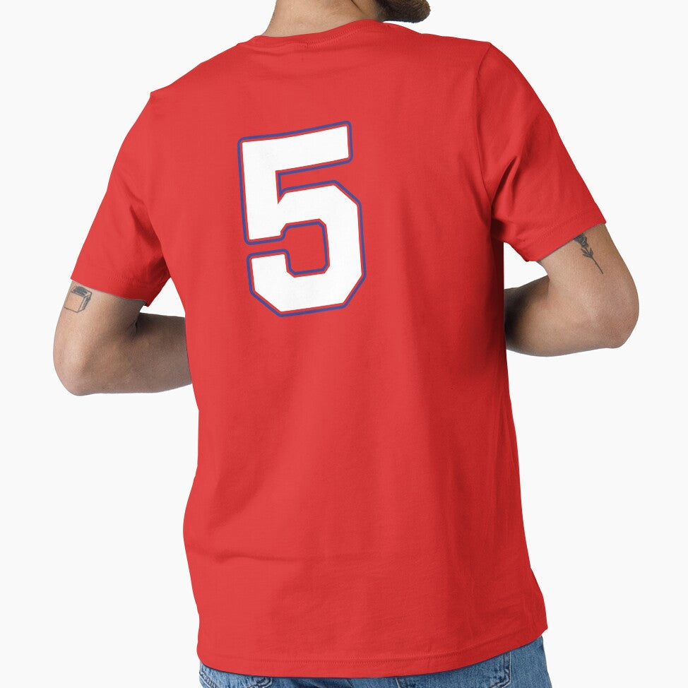 Jersey Number 5 / Player Shirt Number Five (White with Blue Outline) by STUDIO-72