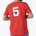 Jersey Number 5 / Player Shirt Number Five (White with Blue Outline) by STUDIO-72