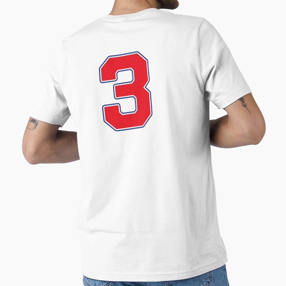 Jersey Number 3 / Player Shirt Number Three (Red with Blue Outline) by STUDIO-72