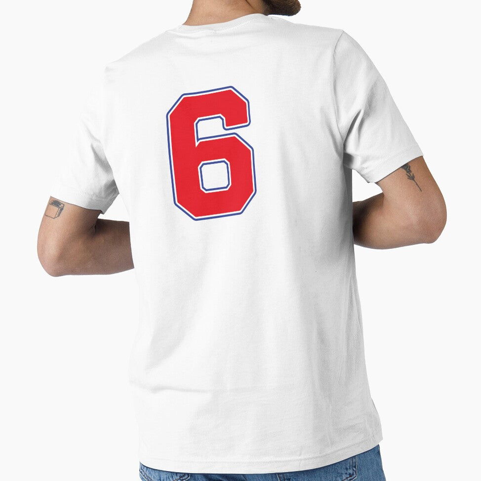 Jersey Number 6 / Player Shirt Number Six (Red with Blue Outline) by STUDIO-72