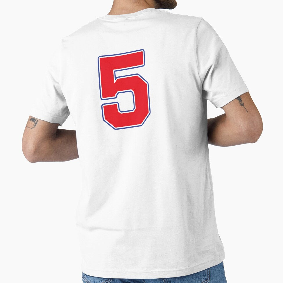 Jersey Number 5 / Player Shirt Number Five (Red with Blue Outline) by STUDIO-72