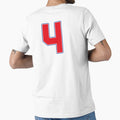Jersey Number 4 / Player Shirt Number Four (Red with Blue Outline) by STUDIO-72