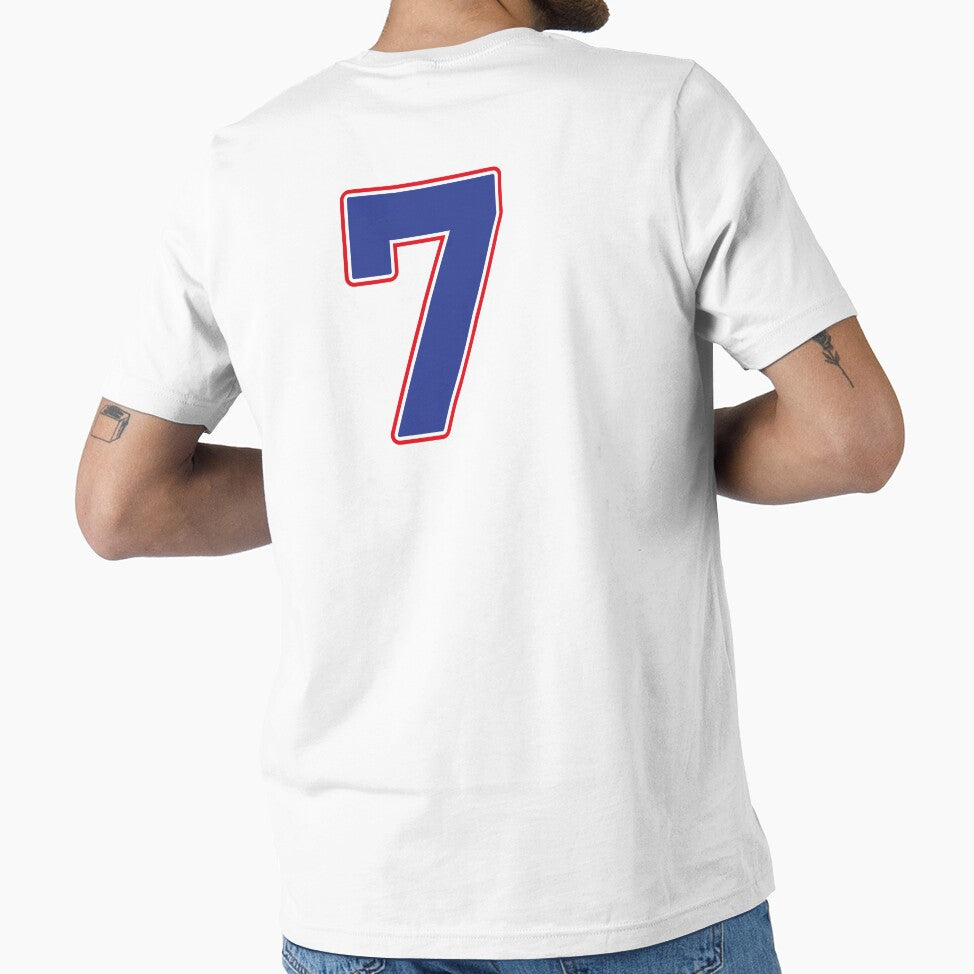 Jersey Number 7 / Player Shirt Number Seven (Blue with Red Outline) by STUDIO-72