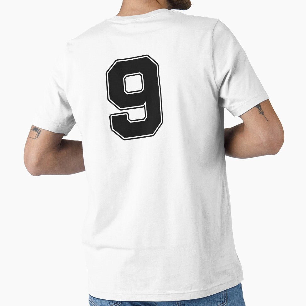 Jersey Number 9 / Player Shirt Number Nine (Black with Black Outline) by STUDIO-72