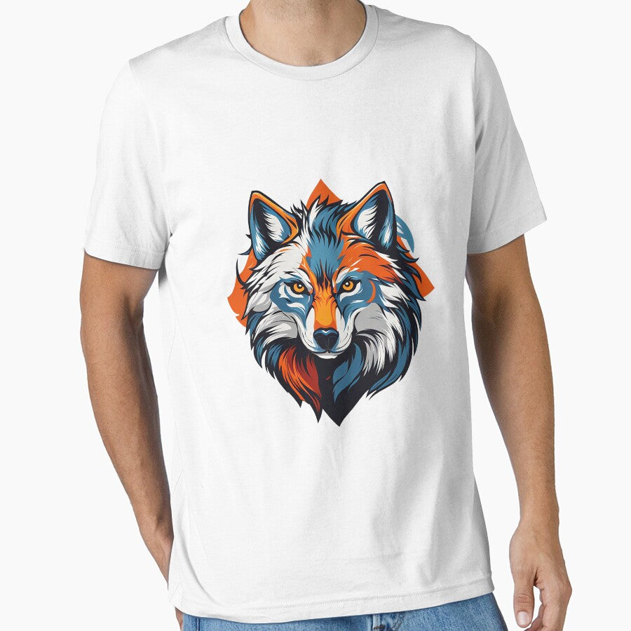Blue and Orange Vector Style Wolf Logo by NordicBadger