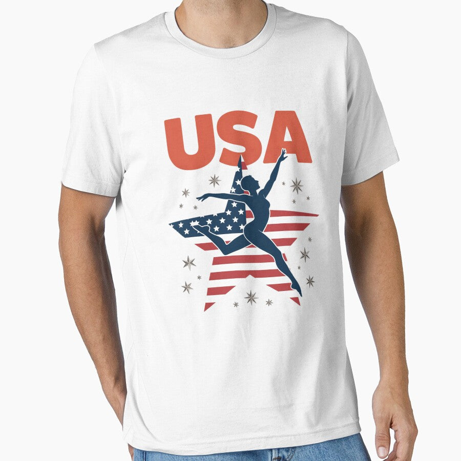 Girls Gymnastics American Flag Star Patriotic USA Gymnast by petrichorsworld