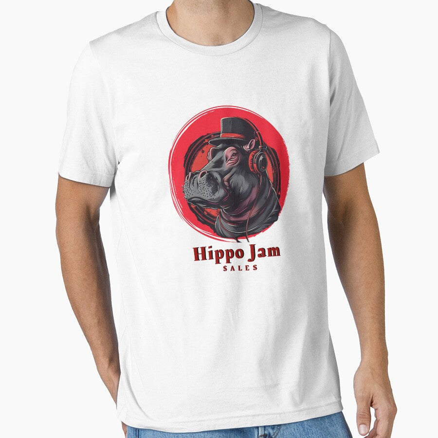 Eccentric Ecommerce: Hip-Hop Hippo in Top Hat & Headphones - Art for T-Shirt Design by zax454